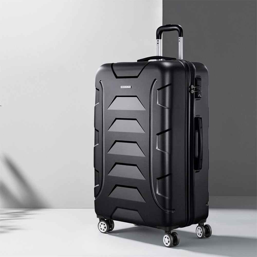 Wanderlite 28 Inch Luggage with TSA Lock Spinner Travel Suitcase Carry On Hard Shell Luggage Case Black LUG-ABS-BOS-28-BK