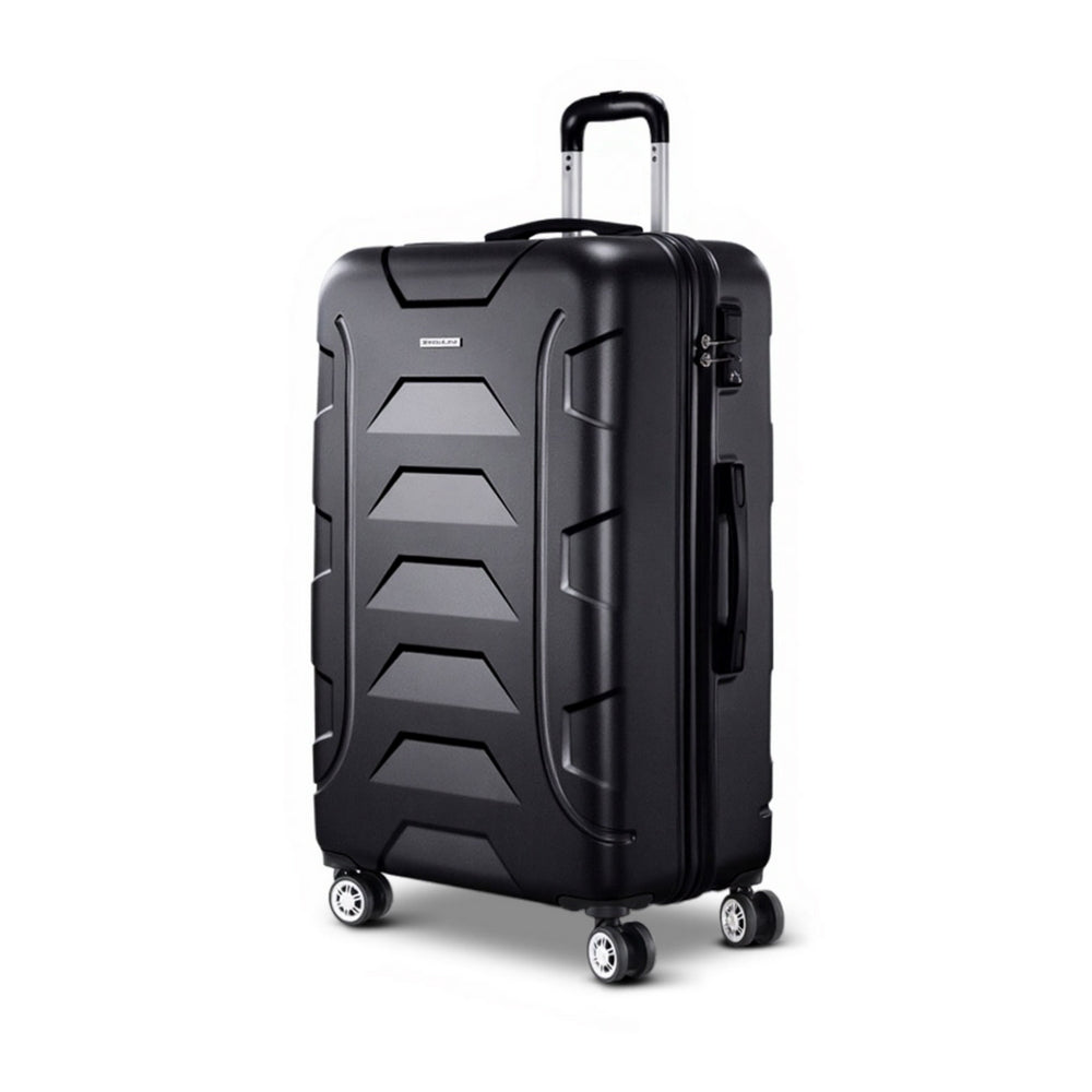 Wanderlite 28 Inch Luggage with TSA Lock Spinner Travel Suitcase Carry On Hard Shell Luggage Case Black LUG-ABS-BOS-28-BK