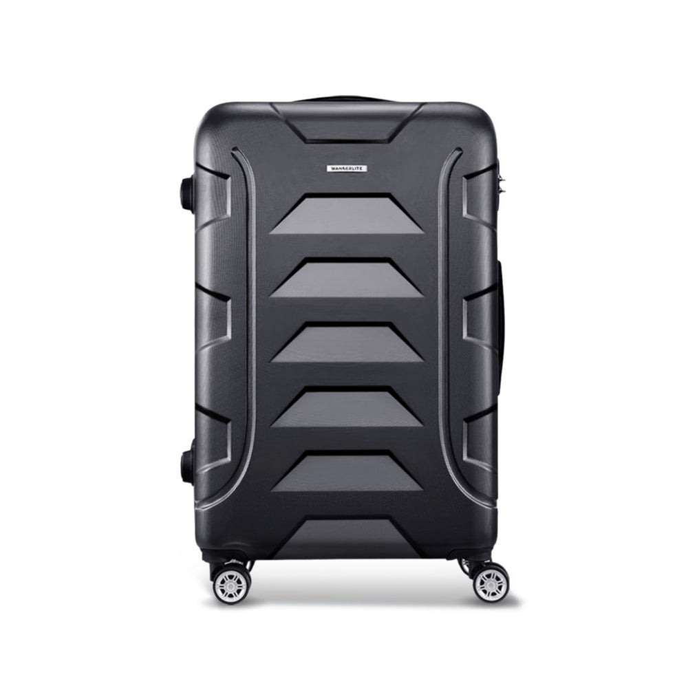 Wanderlite 28 Inch Luggage with TSA Lock Spinner Travel Suitcase Carry On Hard Shell Luggage Case Black LUG-ABS-BOS-28-BK