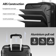 Wanderlite 28 Inch Luggage with TSA Lock Spinner Travel Suitcase Carry On Hard Shell Luggage Case Black LUG-ABS-BOS-28-BK