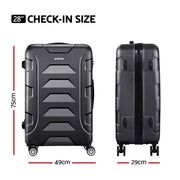 Wanderlite 28 Inch Luggage with TSA Lock Spinner Travel Suitcase Carry On Hard Shell Luggage Case Black LUG-ABS-BOS-28-BK