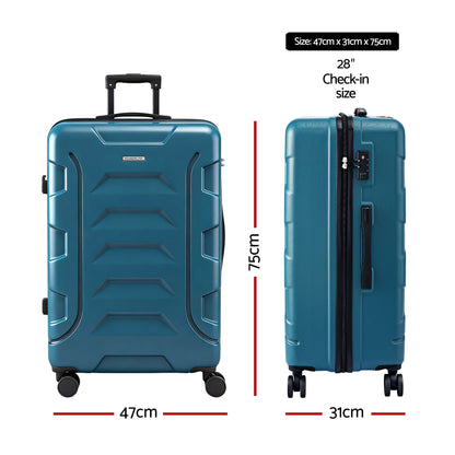 Wanderlite 28" Luggage Suitcase Trolley Travel TSA Lightweight Hard Case Teal LUG-ABS-BOS-28-TL