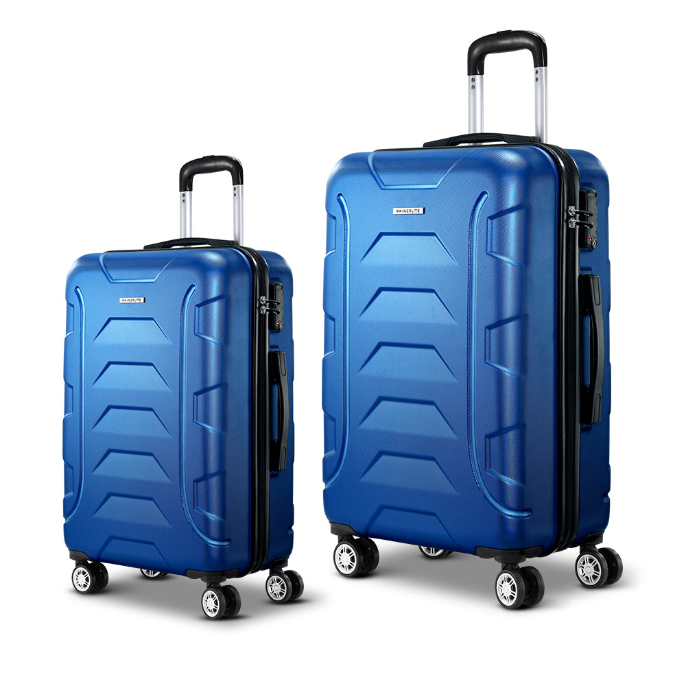 Wanderlite 2Set 20-28 Inch Luggage with TSA Lock Spinner Carry On Hard Shell Travel Suitcase Luggage Case Blue LUG-ABS-BOS-2SET-BU