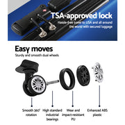 Wanderlite 2Set 20-28 Inch Luggage with TSA Lock Spinner Carry On Hard Shell Travel Suitcase Luggage Case Blue LUG-ABS-BOS-2SET-BU