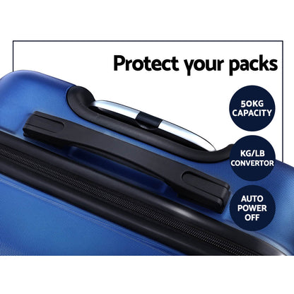 Wanderlite 2Set 20-28 Inch Luggage with TSA Lock Spinner Carry On Hard Shell Travel Suitcase Luggage Case Blue LUG-ABS-BOS-2SET-BU