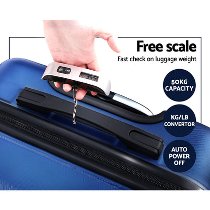 Wanderlite 2Set 20-28 Inch Luggage with TSA Lock Spinner Carry On Hard Shell Travel Suitcase Luggage Case Blue LUG-ABS-BOS-2SET-BU