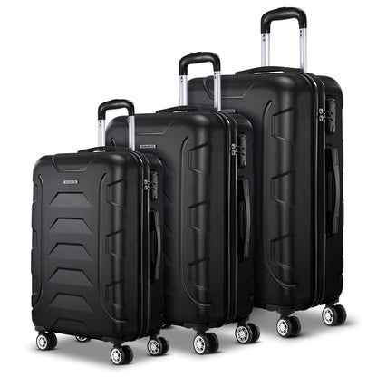 Wanderlite 3Set 20-24-28 Inch Luggage with TSA Lock Spinner Carry On Hard Shell Travel Suitcase Luggage Case LUG-ABS-BOS-3SET-BK