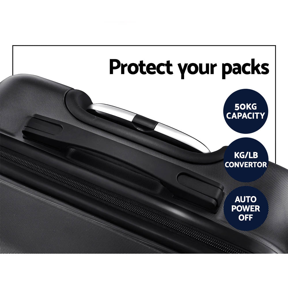 Wanderlite 3Set 20-24-28 Inch Luggage with TSA Lock Spinner Carry On Hard Shell Travel Suitcase Luggage Case LUG-ABS-BOS-3SET-BK
