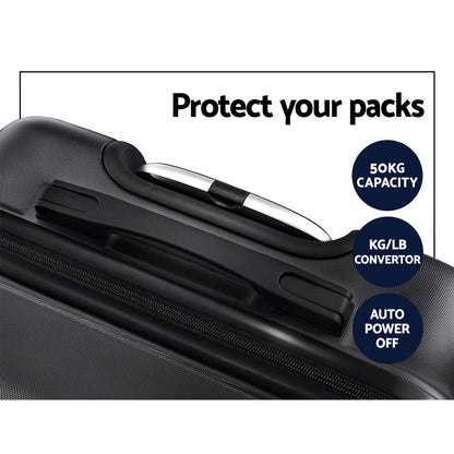 Wanderlite 3Set 20-24-28 Inch Luggage with TSA Lock Spinner Carry On Hard Shell Travel Suitcase Luggage Case LUG-ABS-BOS-3SET-BK