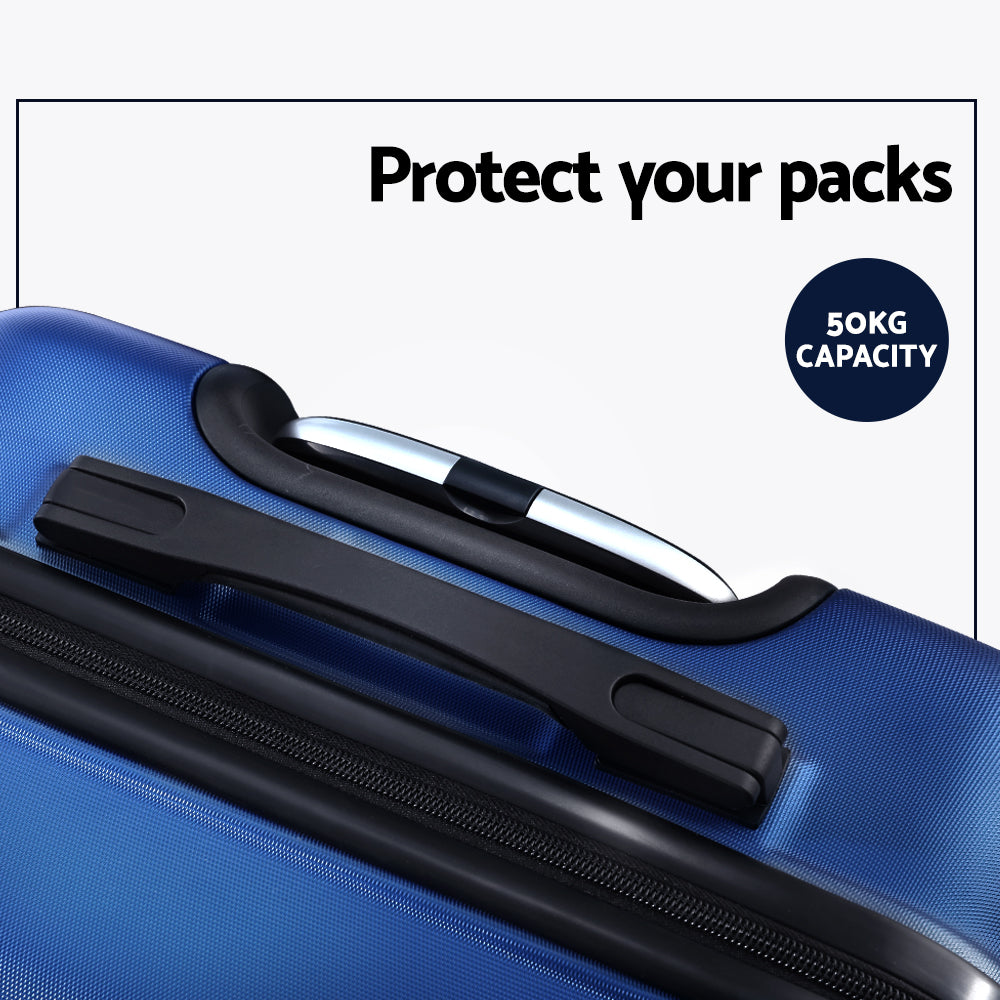 Wanderlite 3Set 20-24-28 Inch Luggage with TSA Lock Spinner Carry On Hard Shell Travel Suitcase Luggage Case LUG-ABS-BOS-3SET-BU