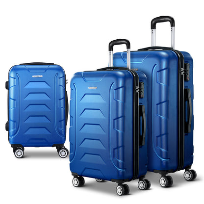 Wanderlite 3Set 20-24-28 Inch Luggage with TSA Lock Spinner Carry On Hard Shell Travel Suitcase Luggage Case LUG-ABS-BOS-3SET-BU
