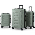 Wanderlite 3pcs Luggage Suitcase Set Trolley Travel TSA Lightweight Hard Case Grey Green LUG-ABS-BOS-3SET-GYGN