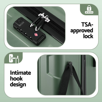 Wanderlite 3pcs Luggage Suitcase Set Trolley Travel TSA Lightweight Hard Case Grey Green LUG-ABS-BOS-3SET-GYGN