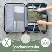 Wanderlite 3pcs Luggage Suitcase Set Trolley Travel TSA Lightweight Hard Case Grey Green LUG-ABS-BOS-3SET-GYGN