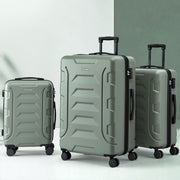 Wanderlite 3pcs Luggage Suitcase Set Trolley Travel TSA Lightweight Hard Case Grey Green LUG-ABS-BOS-3SET-GYGN
