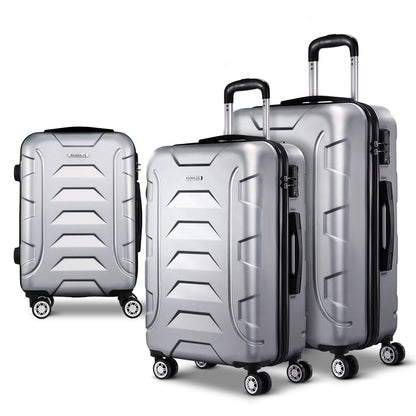 Wanderlite 3Set 20-24-28 Inch Luggage with TSA Lock Spinner Carry On Hard Shell Travel Suitcase Luggage Case LUG-ABS-BOS-3SET-SV