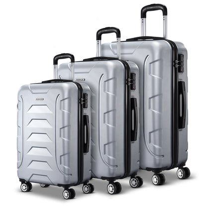 Wanderlite 3Set 20-24-28 Inch Luggage with TSA Lock Spinner Carry On Hard Shell Travel Suitcase Luggage Case LUG-ABS-BOS-3SET-SV
