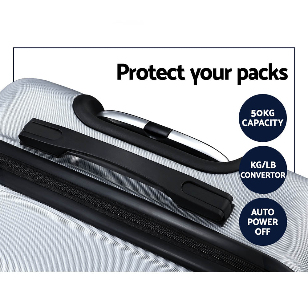 Wanderlite 3Set 20-24-28 Inch Luggage with TSA Lock Spinner Carry On Hard Shell Travel Suitcase Luggage Case LUG-ABS-BOS-3SET-SV
