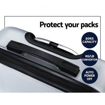 Wanderlite 3Set 20-24-28 Inch Luggage with TSA Lock Spinner Carry On Hard Shell Travel Suitcase Luggage Case LUG-ABS-BOS-3SET-SV