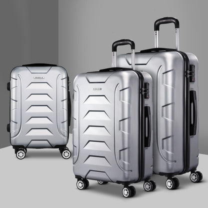Wanderlite 3Set 20-24-28 Inch Luggage with TSA Lock Spinner Carry On Hard Shell Travel Suitcase Luggage Case LUG-ABS-BOS-3SET-SV