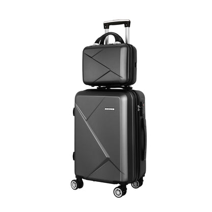 Wanderlite 2Set 20 Inch Luggage Case with 12 Inch Handheld Luggage Box Hard Shell Travel Suitcase TSA Lock LUG-ABS-CB-12-20-BK