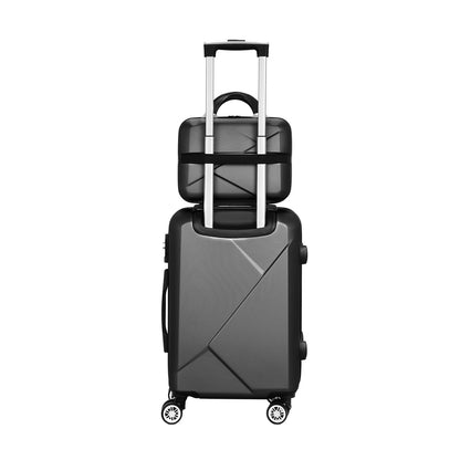 Wanderlite 2Set 20 Inch Luggage Case with 12 Inch Handheld Luggage Box Hard Shell Travel Suitcase TSA Lock LUG-ABS-CB-12-20-BK