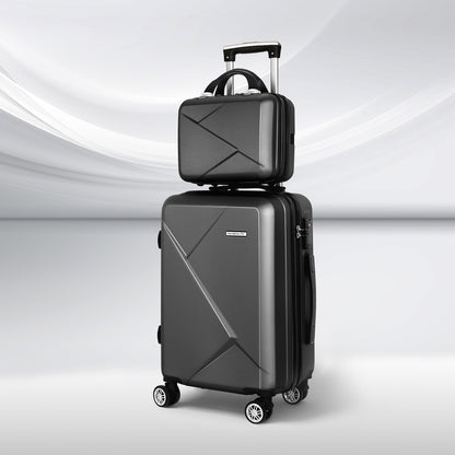 Wanderlite 2Set 20 Inch Luggage Case with 12 Inch Handheld Luggage Box Hard Shell Travel Suitcase TSA Lock LUG-ABS-CB-12-20-BK