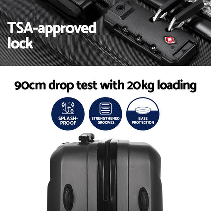 Wanderlite 2Set 20 Inch Luggage Case with 12 Inch Handheld Luggage Box Hard Shell Travel Suitcase TSA Lock LUG-ABS-CB-12-20-BK