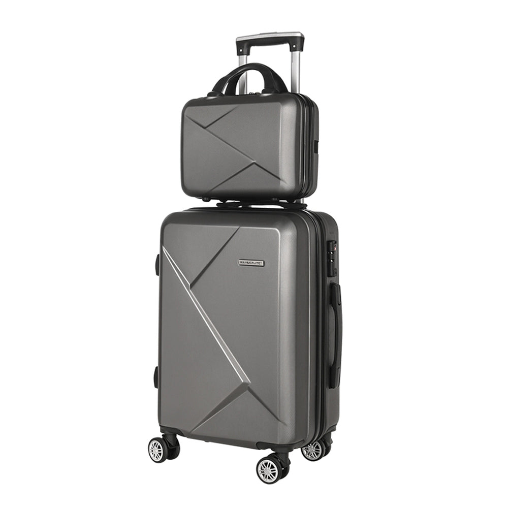 Wanderlite 2Set 20 Inch Luggage Case with 12 Inch Handheld Luggage Box Hard Shell Travel Suitcase TSA Lock LUG-ABS-CB-12-20-DG