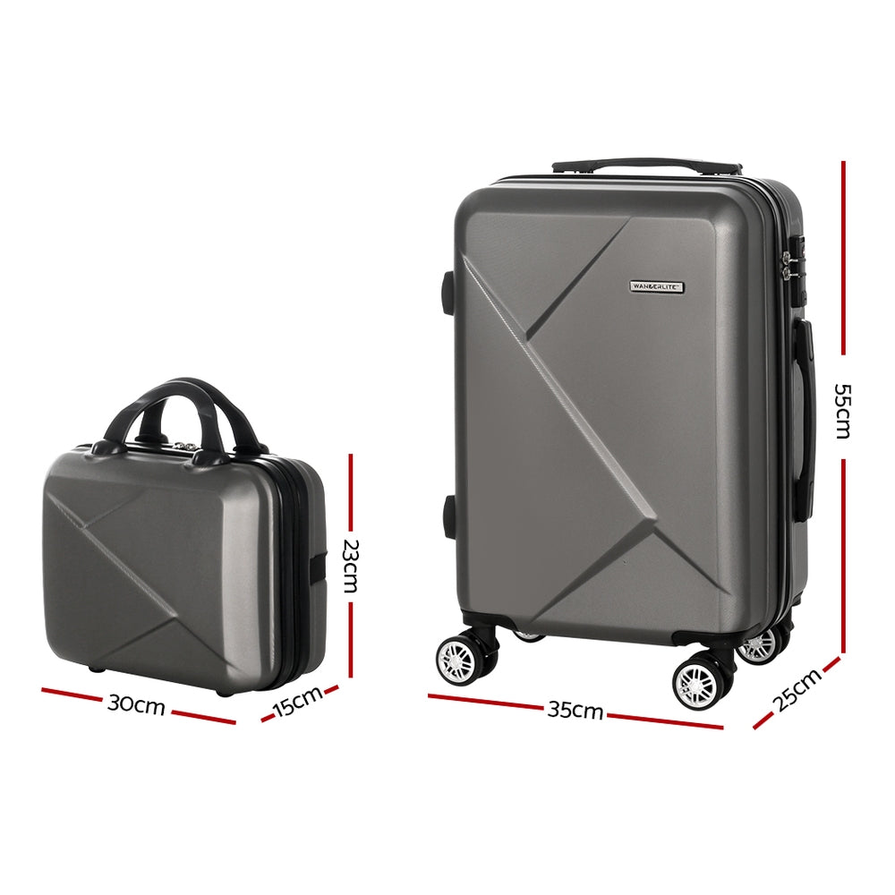 Wanderlite 2Set 20 Inch Luggage Case with 12 Inch Handheld Luggage Box Hard Shell Travel Suitcase TSA Lock LUG-ABS-CB-12-20-DG