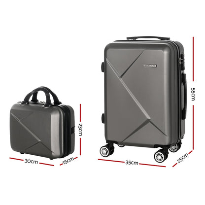 Wanderlite 2Set 20 Inch Luggage Case with 12 Inch Handheld Luggage Box Hard Shell Travel Suitcase TSA Lock LUG-ABS-CB-12-20-DG