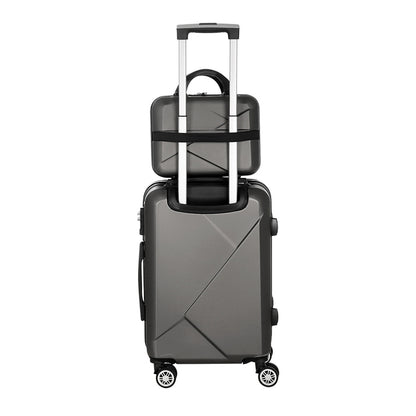 Wanderlite 2Set 20 Inch Luggage Case with 12 Inch Handheld Luggage Box Hard Shell Travel Suitcase TSA Lock LUG-ABS-CB-12-20-DG