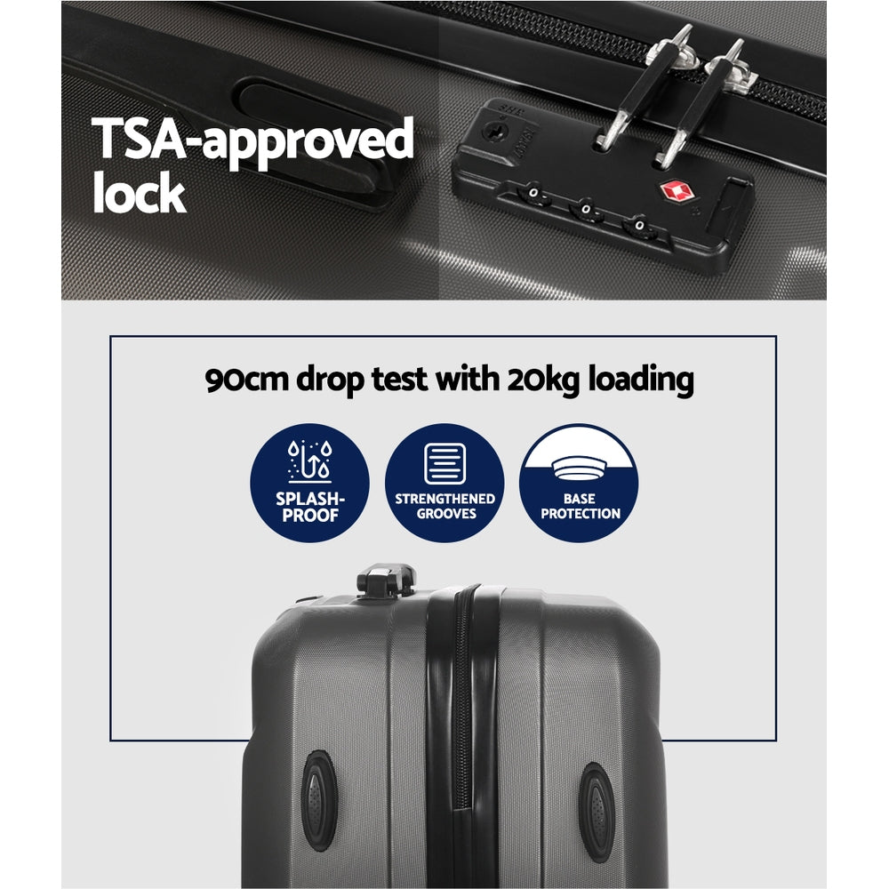 Wanderlite 2Set 20 Inch Luggage Case with 12 Inch Handheld Luggage Box Hard Shell Travel Suitcase TSA Lock LUG-ABS-CB-12-20-DG