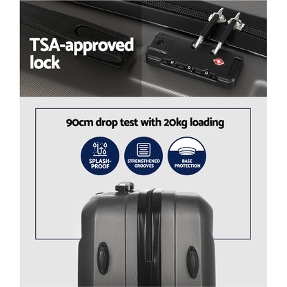 Wanderlite 2Set 20 Inch Luggage Case with 12 Inch Handheld Luggage Box Hard Shell Travel Suitcase TSA Lock LUG-ABS-CB-12-20-DG