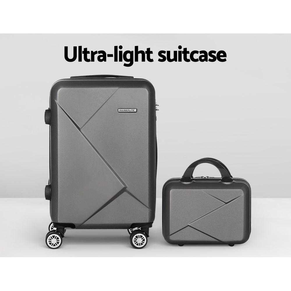 Wanderlite 2Set 20 Inch Luggage Case with 12 Inch Handheld Luggage Box Hard Shell Travel Suitcase TSA Lock LUG-ABS-CB-12-20-DG