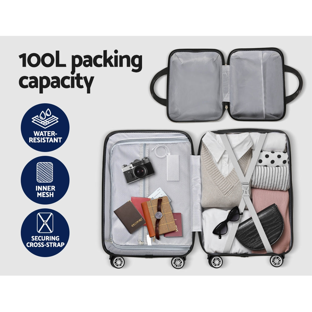 Wanderlite 2Set 20 Inch Luggage Case with 12 Inch Handheld Luggage Box Hard Shell Travel Suitcase TSA Lock LUG-ABS-CB-12-20-DG