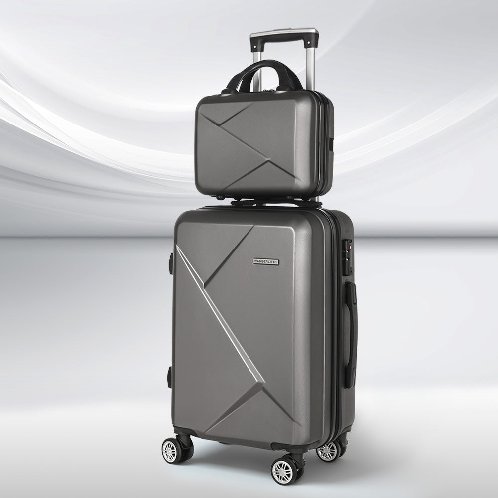 Wanderlite 2Set 20 Inch Luggage Case with 12 Inch Handheld Luggage Box Hard Shell Travel Suitcase TSA Lock LUG-ABS-CB-12-20-DG