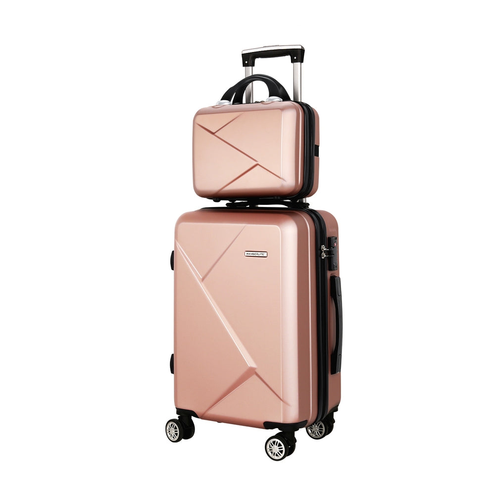 Wanderlite 2Set 20 Inch Luggage Case with 12 Inch Handheld Luggage Box Hard Shell Travel Suitcase TSA Lock LUG-ABS-CB-12-20-RG