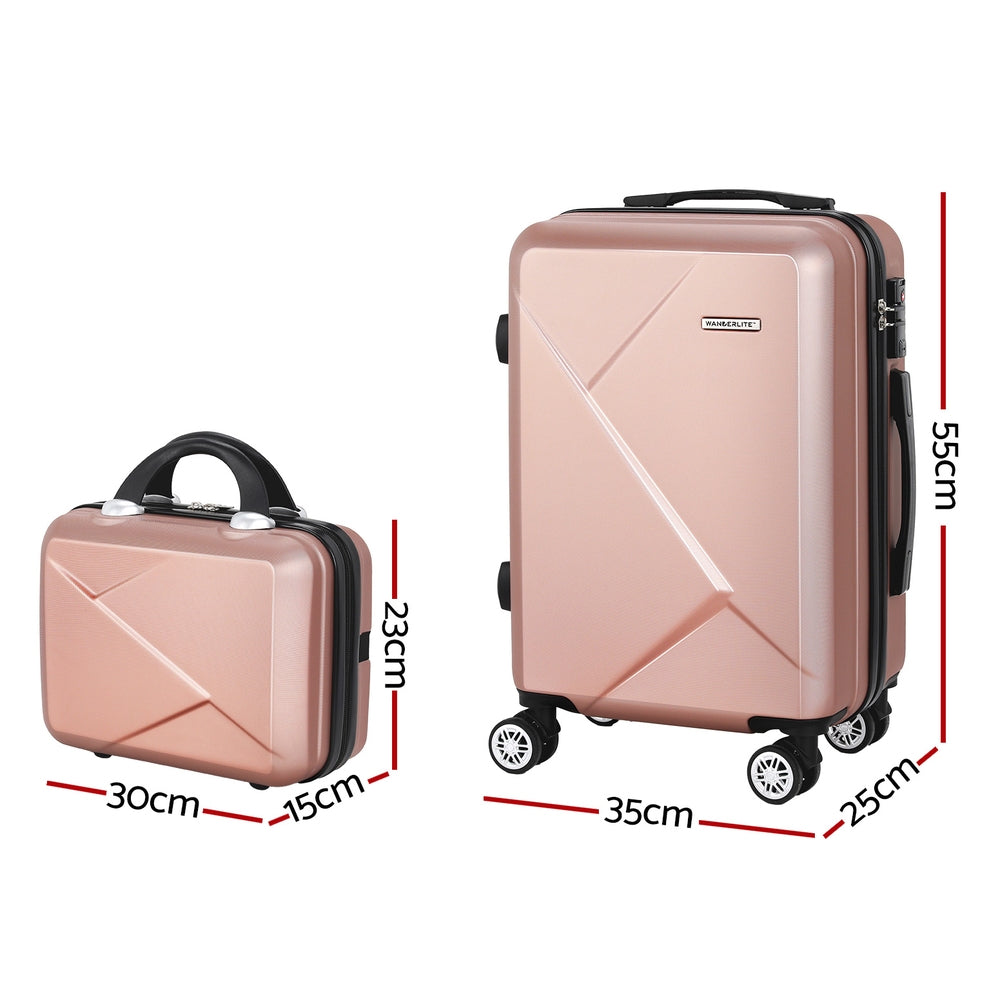 Wanderlite 2Set 20 Inch Luggage Case with 12 Inch Handheld Luggage Box Hard Shell Travel Suitcase TSA Lock LUG-ABS-CB-12-20-RG