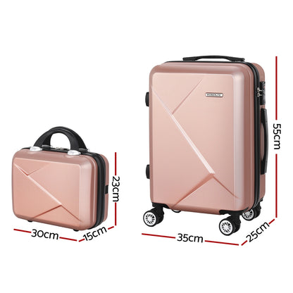 Wanderlite 2Set 20 Inch Luggage Case with 12 Inch Handheld Luggage Box Hard Shell Travel Suitcase TSA Lock LUG-ABS-CB-12-20-RG
