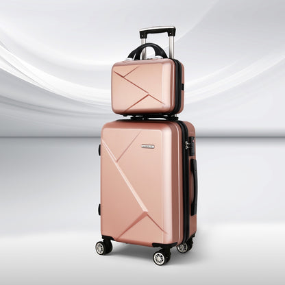 Wanderlite 2Set 20 Inch Luggage Case with 12 Inch Handheld Luggage Box Hard Shell Travel Suitcase TSA Lock LUG-ABS-CB-12-20-RG