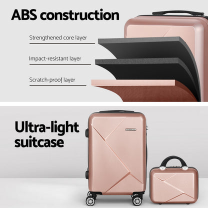 Wanderlite 2Set 20 Inch Luggage Case with 12 Inch Handheld Luggage Box Hard Shell Travel Suitcase TSA Lock LUG-ABS-CB-12-20-RG