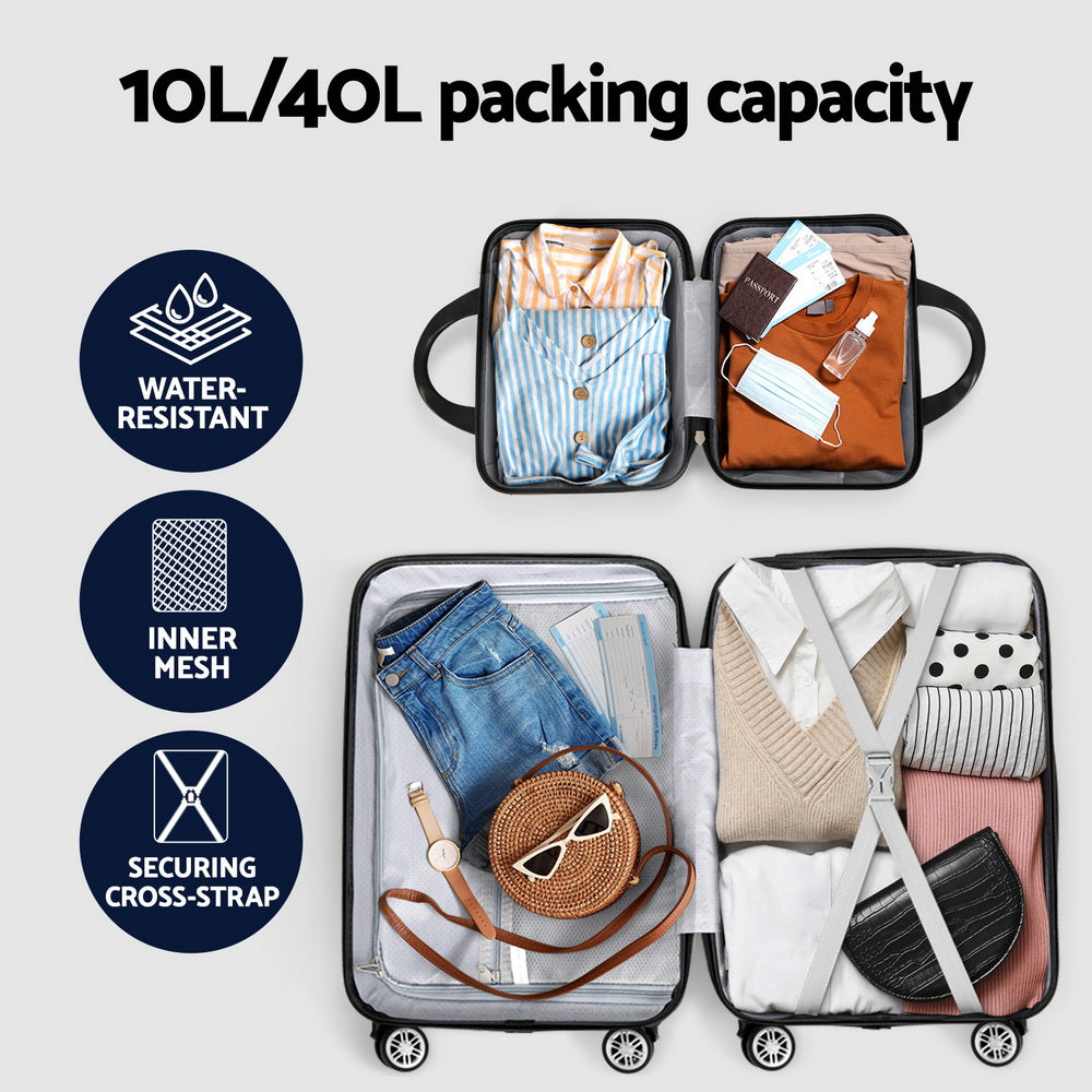 Wanderlite 2Set 20 Inch Luggage Case with 12 Inch Handheld Luggage Box Hard Shell Travel Suitcase TSA Lock LUG-ABS-CB-12-20-RG