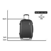 Wanderlite 20 Inch Luggage with Zipper Lock Carry On Hard Shell Travel Suitcase Luggage Case Black LUG-ABS-CLA-20-BK