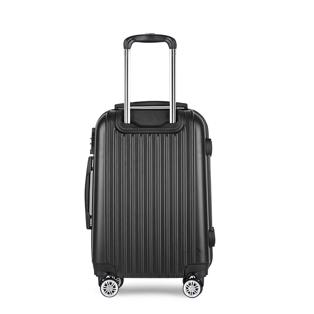 Wanderlite 20 Inch Luggage with Zipper Lock Carry On Hard Shell Travel Suitcase Luggage Case Black LUG-ABS-CLA-20-BK