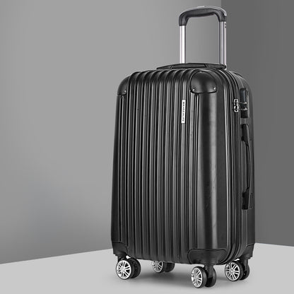 Wanderlite 20 Inch Luggage with Zipper Lock Carry On Hard Shell Travel Suitcase Luggage Case Black LUG-ABS-CLA-20-BK