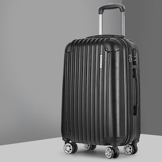 Wanderlite 20 Inch Luggage with Zipper Lock Carry On Hard Shell Travel Suitcase Luggage Case Black LUG-ABS-CLA-20-BK