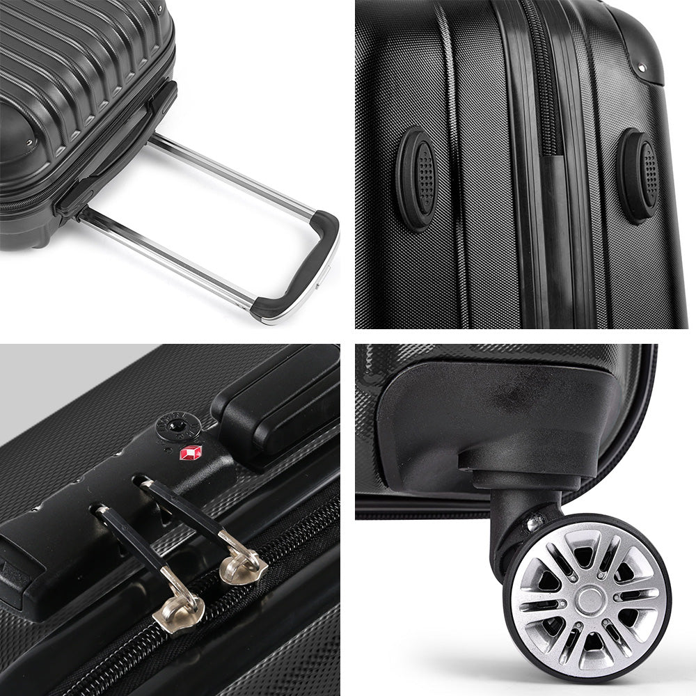 Wanderlite 24 Inch Luggage with TSA Lock Spinner Travel Suitcase Carry On Hard Shell Luggage Case Black LUG-ABS-CLA-24-BK