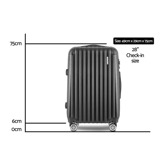 Wanderlite 28 Inch Luggage with TSA Lock Spinner Carry On Hard Shell Travel Suitcase Luggage Case Black LUG-ABS-CLA-28-BK