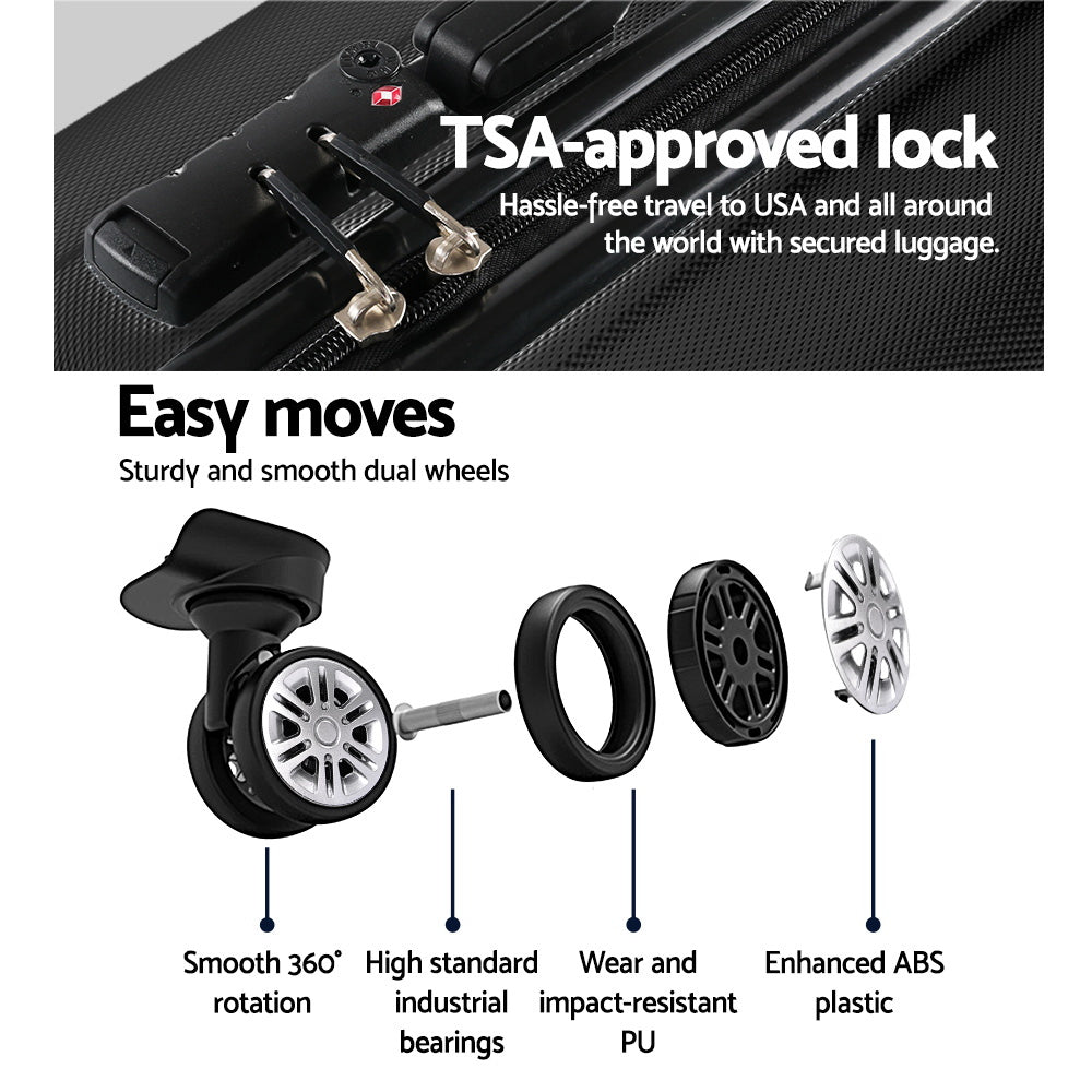 Wanderlite 28 Inch Luggage with TSA Lock Spinner Carry On Hard Shell Travel Suitcase Luggage Case Black LUG-ABS-CLA-28-BK
